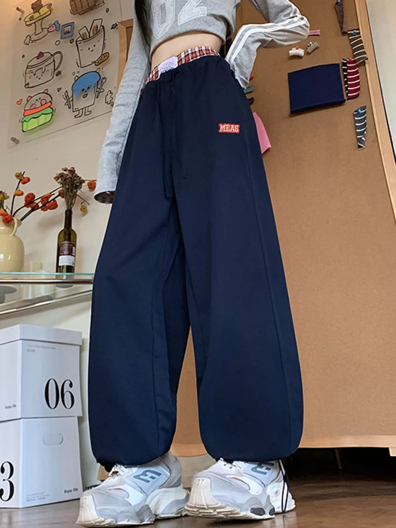 Wide Leg Drawstring Casual Pants