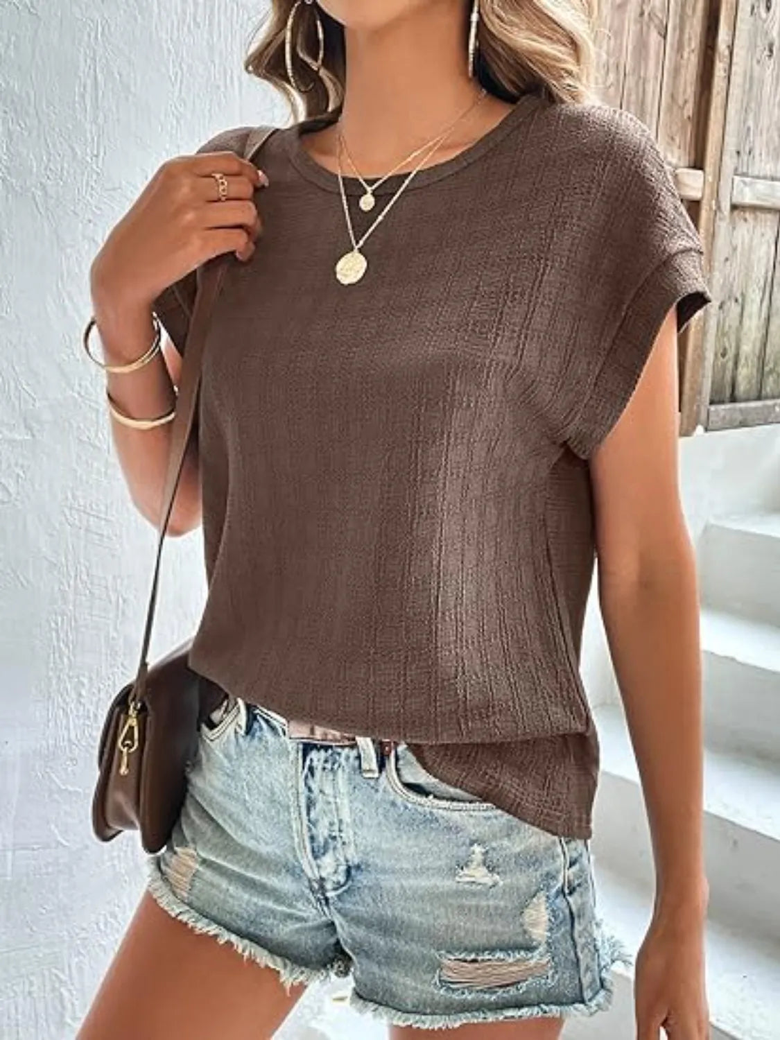 Round Neck Cap Sleeve T-Shirt
