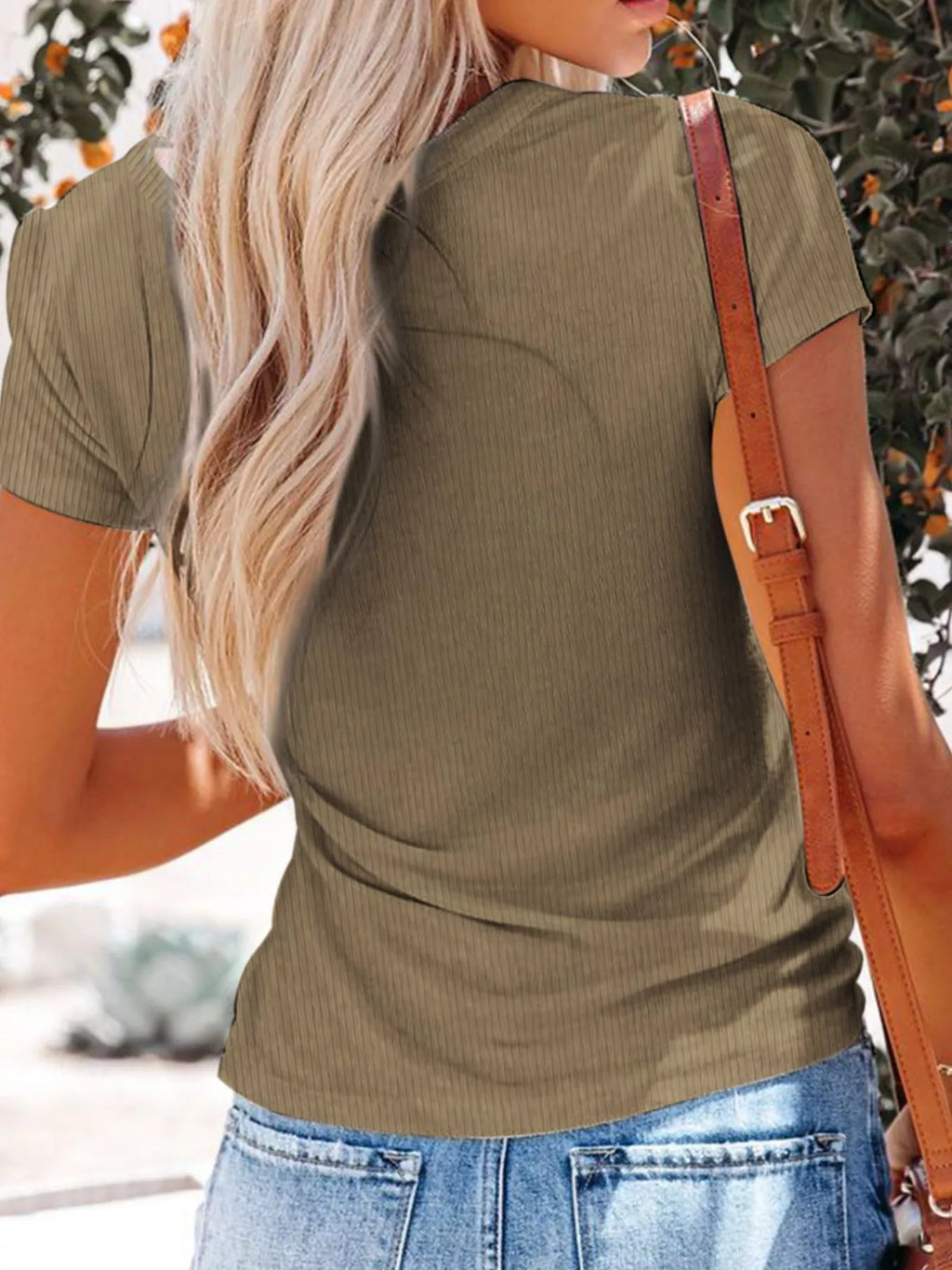 Full Size Casual V-Neck Button Detail T-Shirt Plus Size
