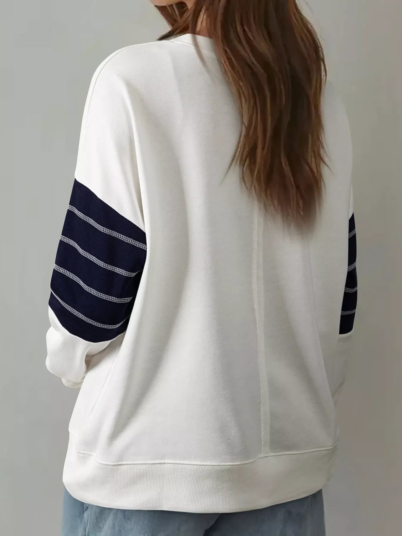 Exposed Seam Detail Color Block Patch Pocket Drop Shoulder Sweatshirt