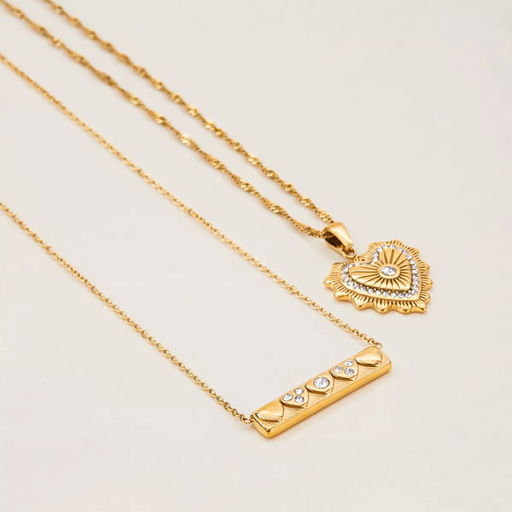 18K Gold-Plated Zircon Pendant Necklace