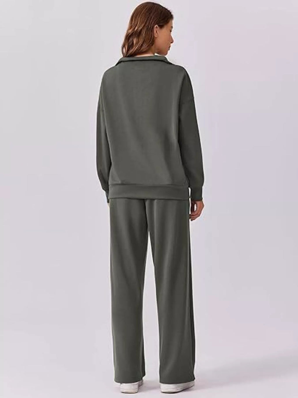 Relaxed Fit Quarter-Zip Top and Pants Set