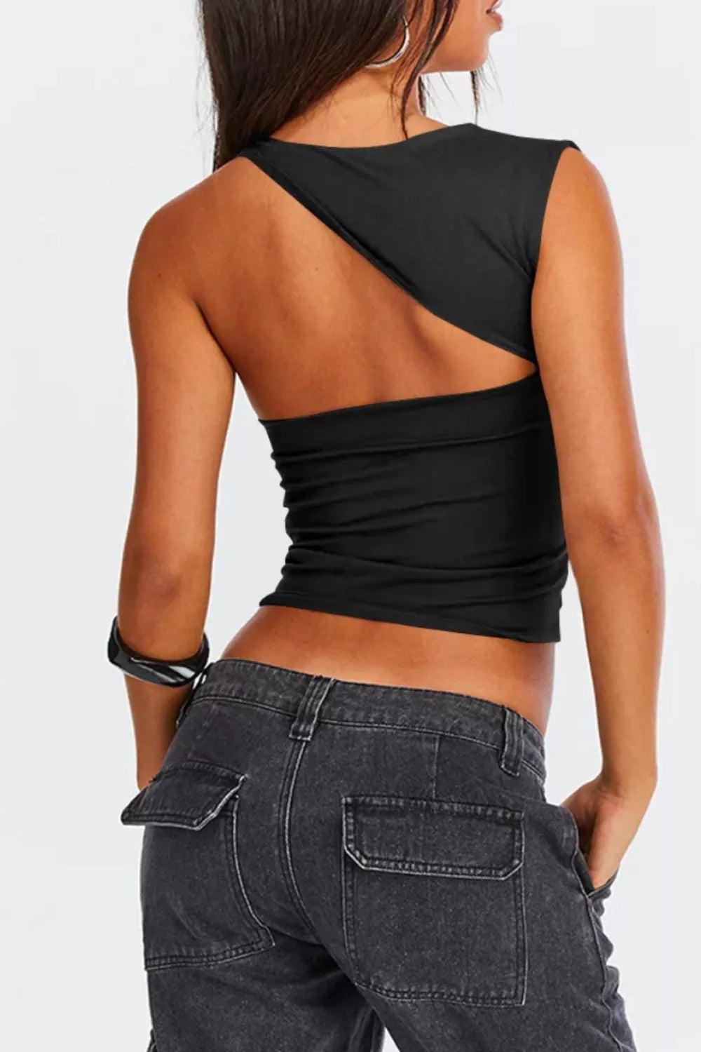 Asymmetrical Neckline Sleeveless Tank