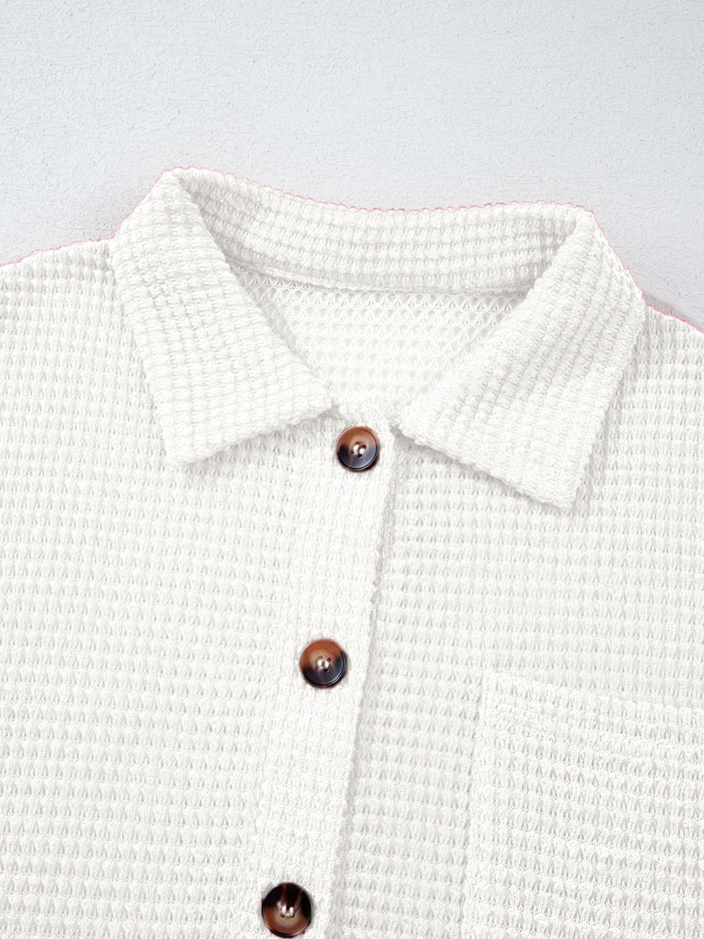 Waffle Knit Button Detail Top