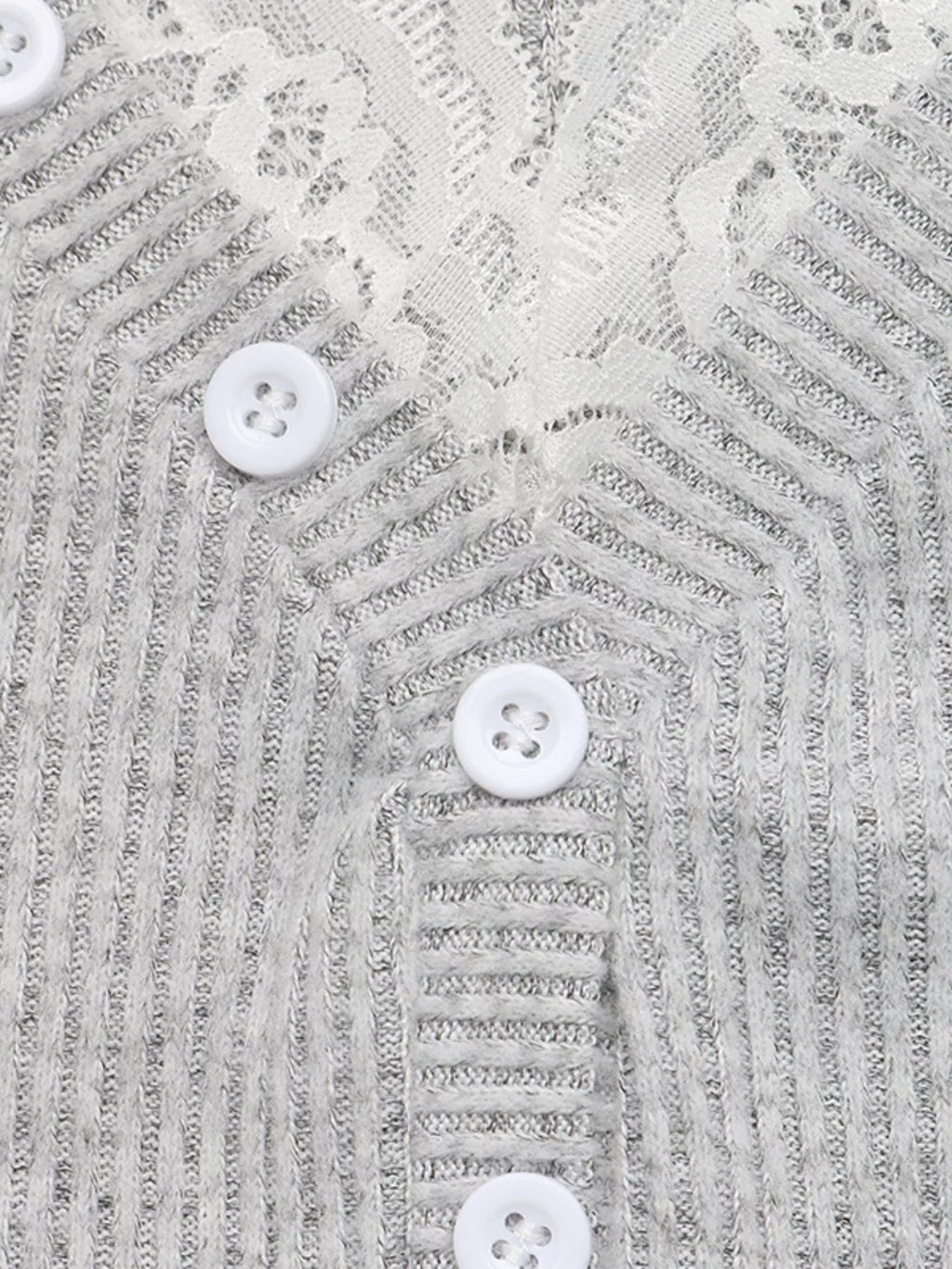 Ribbed Lace Trim Henley T-Shirt