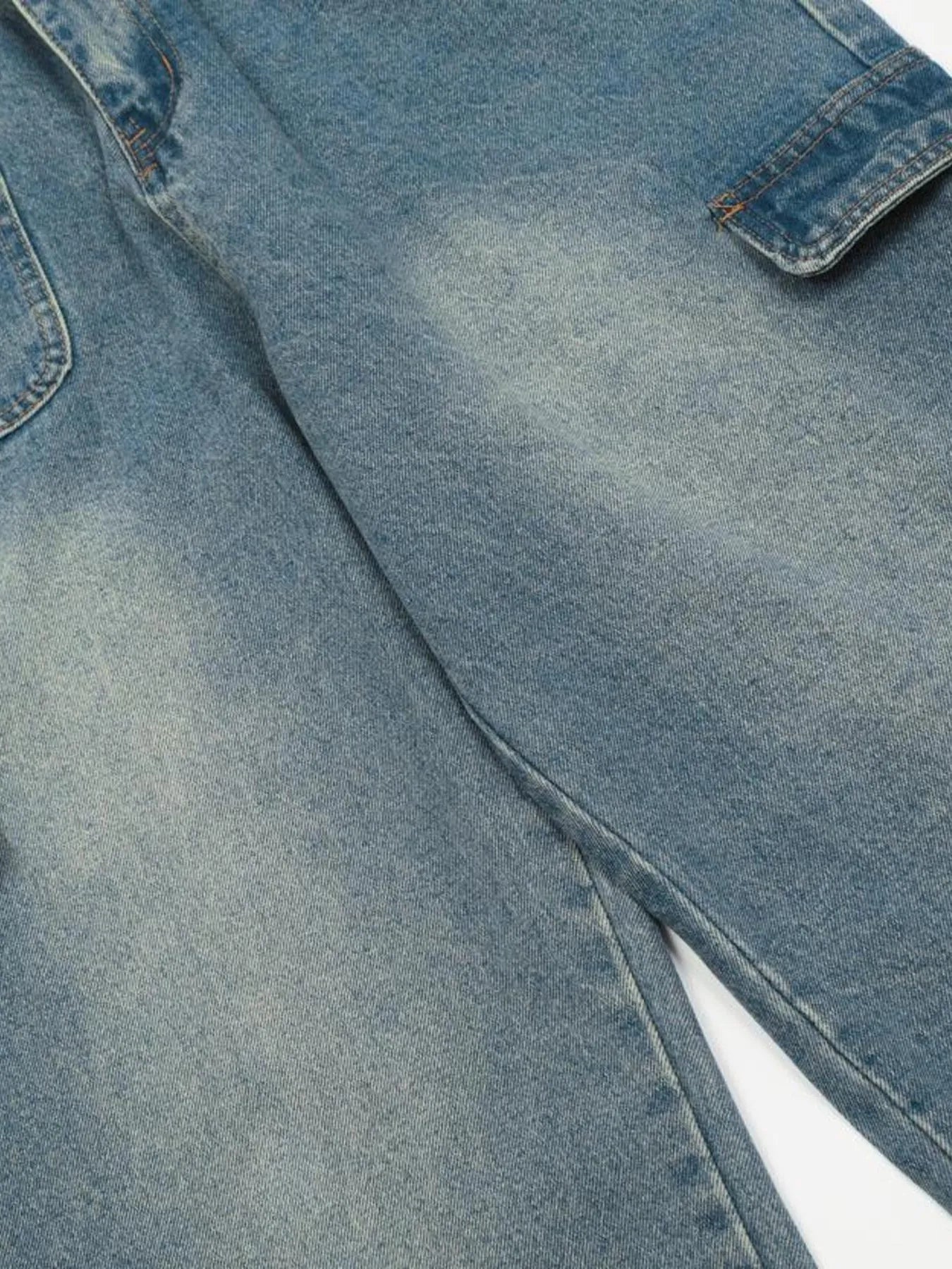 Men's Washed Multi-Pocket Cargo Jeans