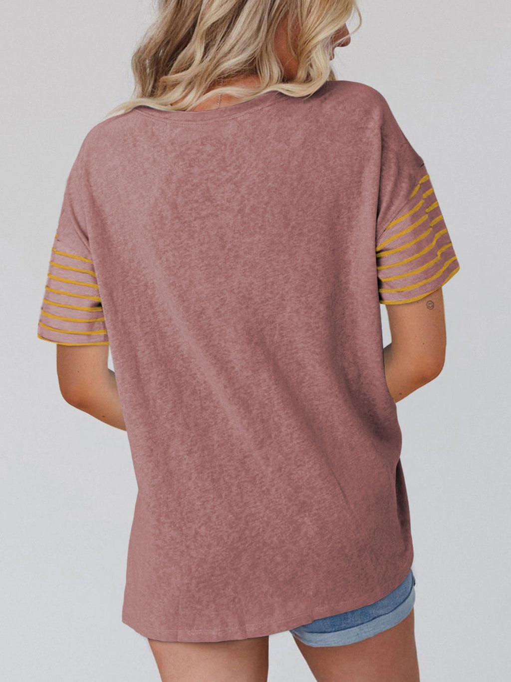 Color Block Striped Detail Loose T Shirt