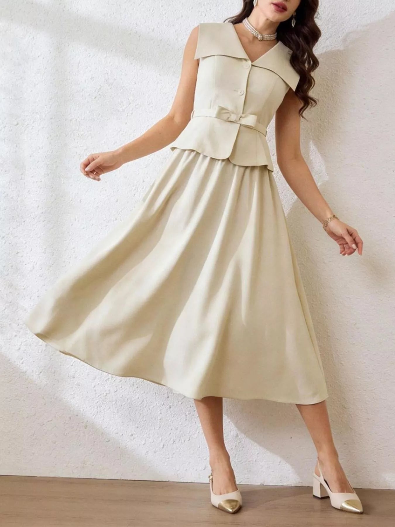 Sleeveless Top and Midi Skirt Set