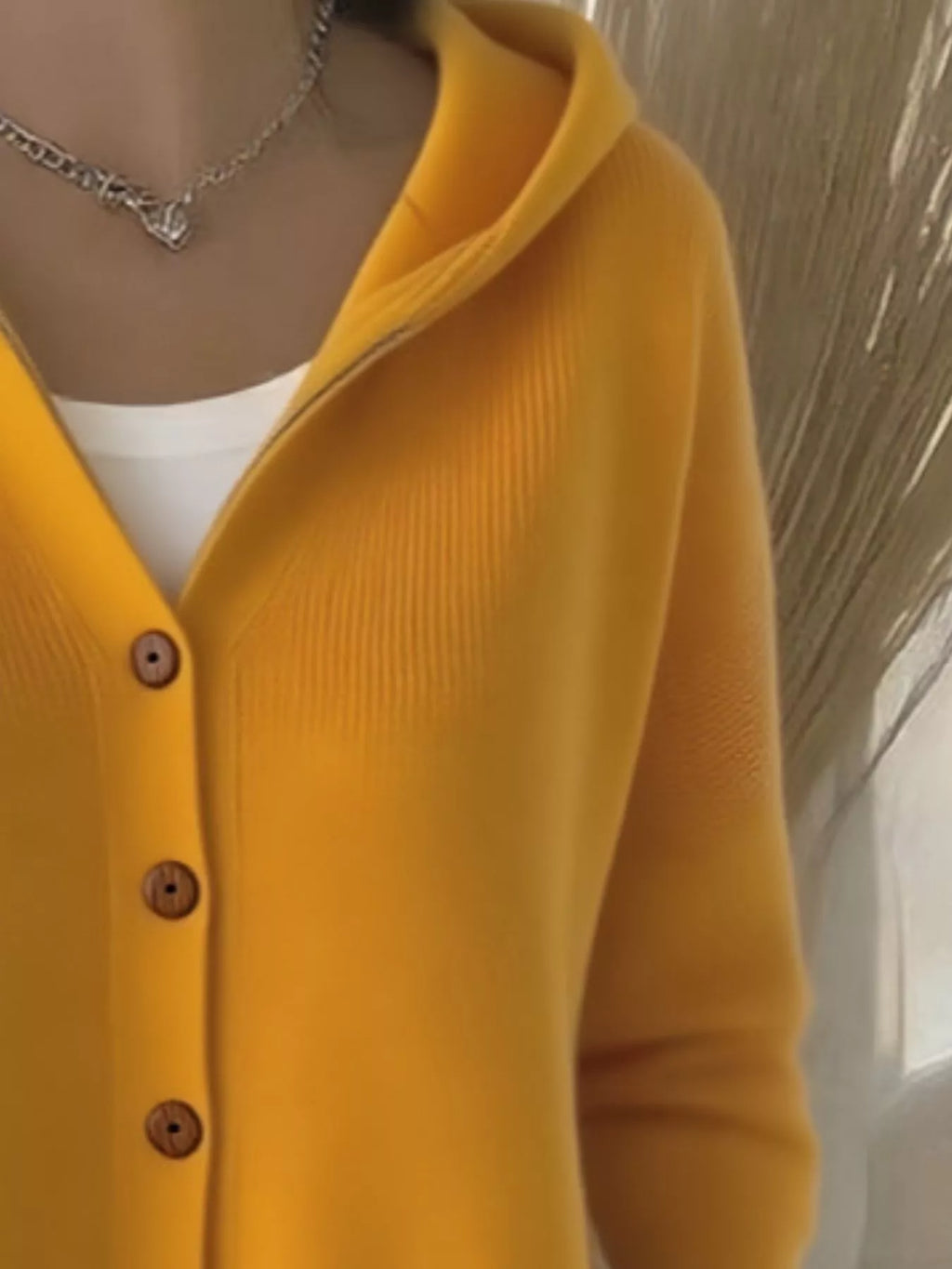 Full Size Hooded Button-Down Knit Cardigan Plus Size