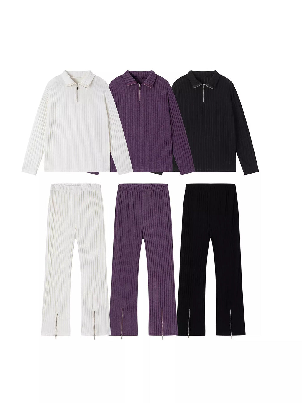 Ribbed Knit Top and Pants Set