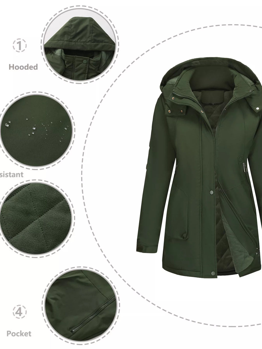 Full Size Hooded Mid-Length Windproof Outerwear Plus Size