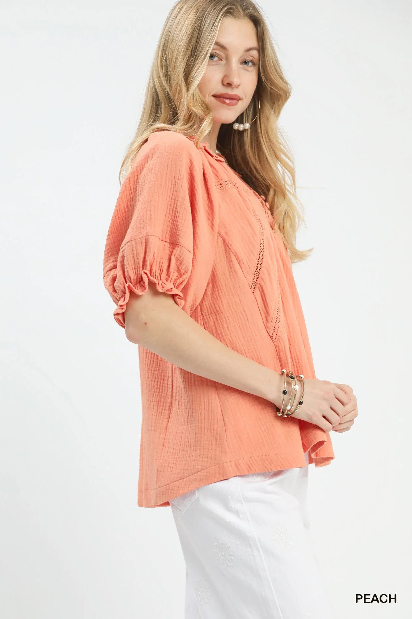 Umgee Cotton Gauze Ruffle Top