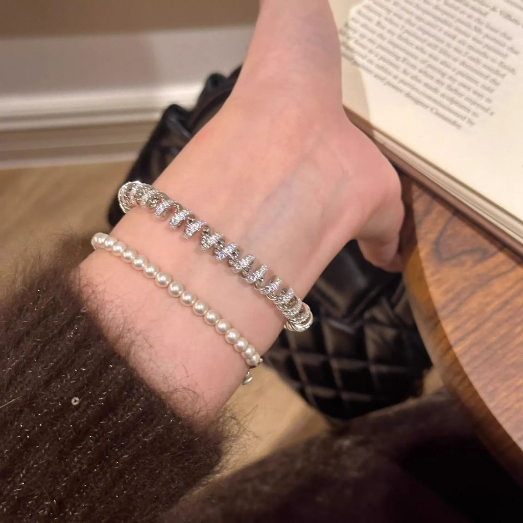 Alloy Zircon Silver-Plated Coil Bracelet