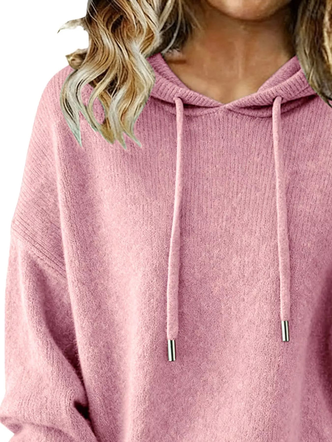 Drawstring Long Sleeve Hooded Sweater
