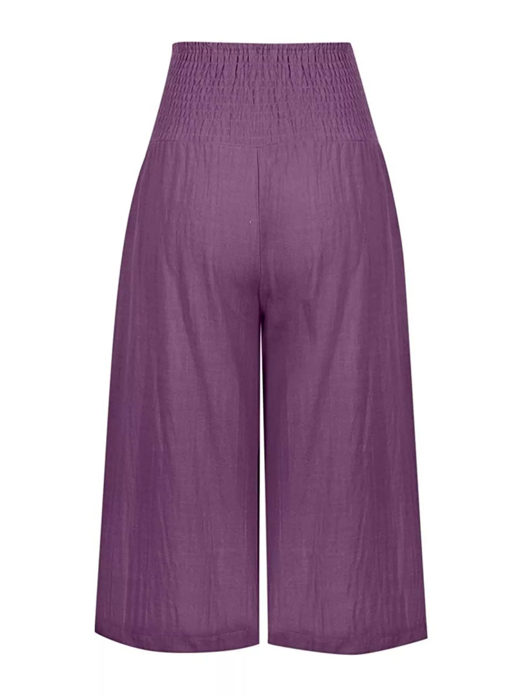 Smocked Wide-Leg Capri Pants