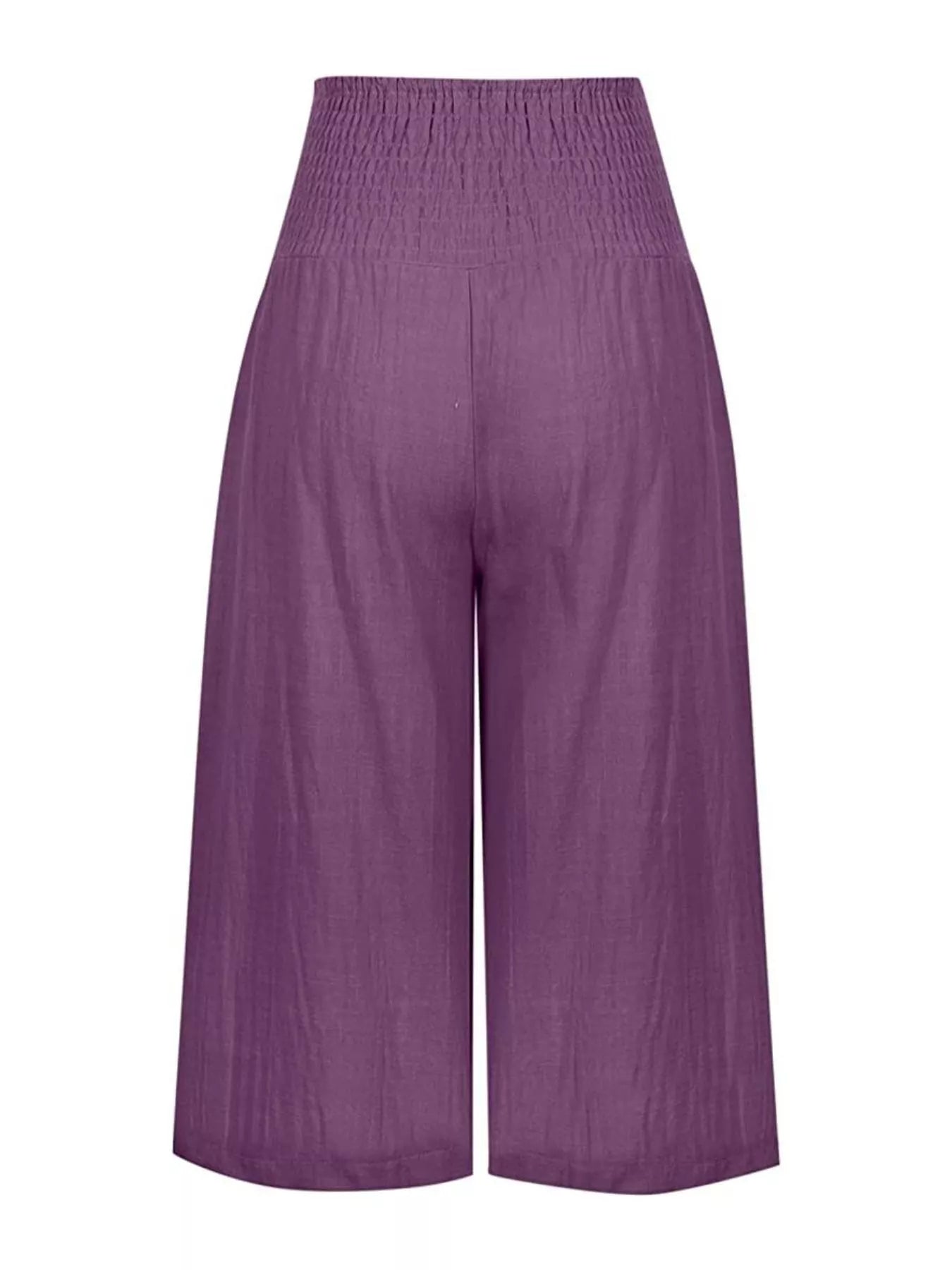 Smocked Wide-Leg Capri Pants