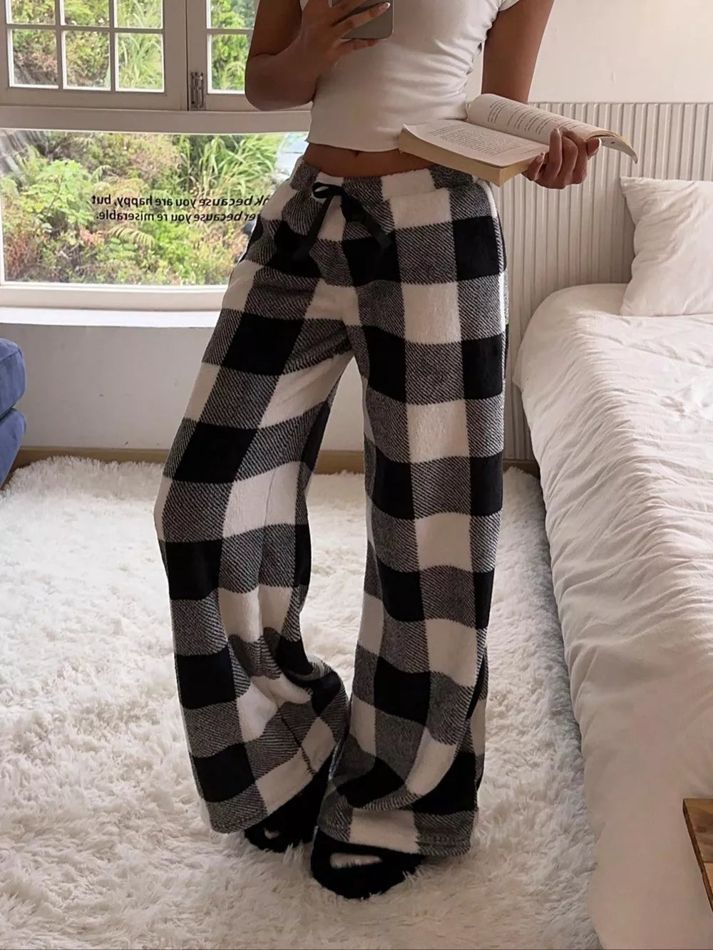 Leopard Wide Leg Plush Pants