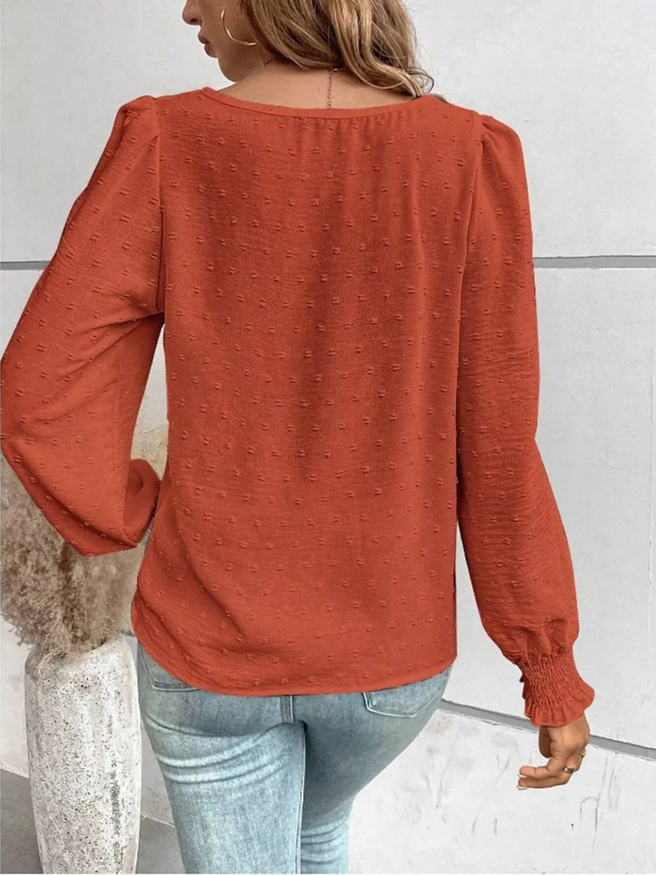 Swiss Dot Long Sleeve Blouse