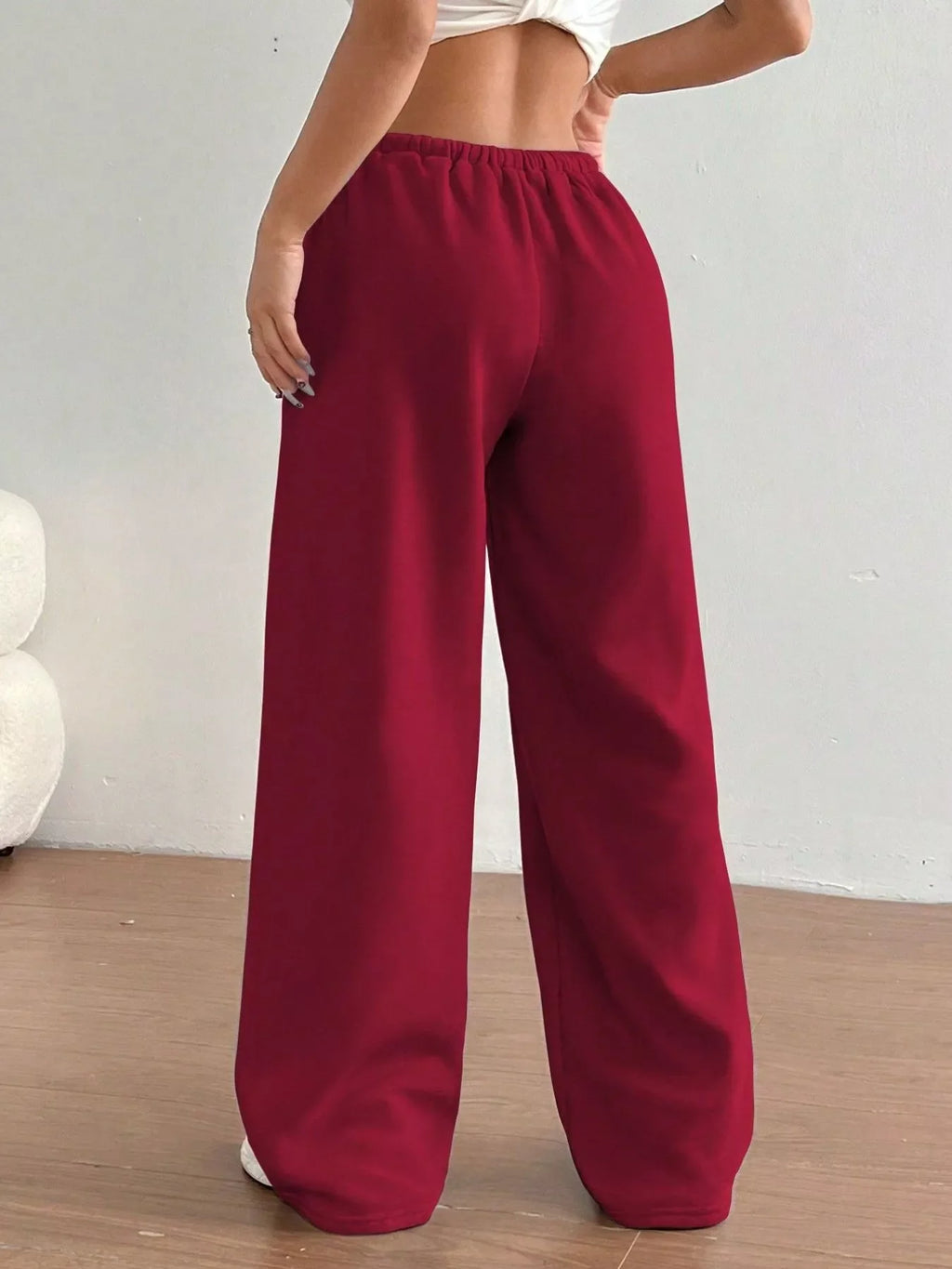 Casual Drawstring High Waist Wide Leg Sweatpants