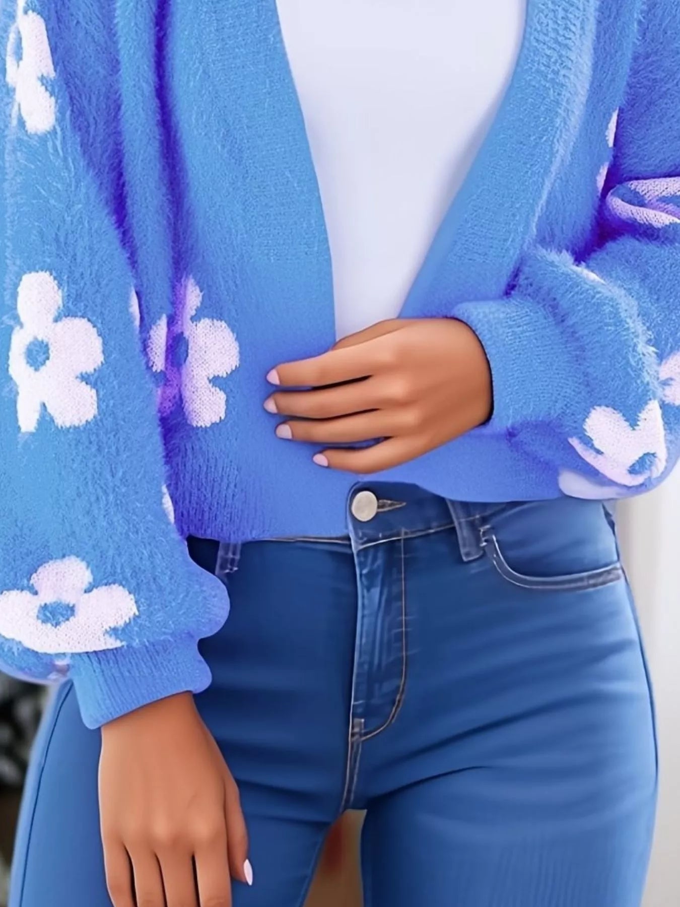 Floral Open Front Cardigan