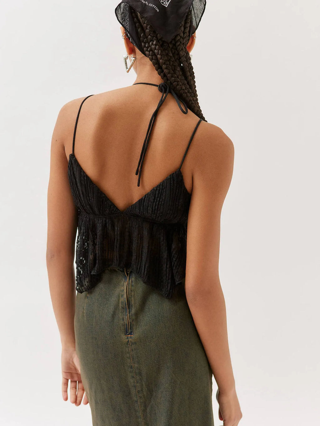 Lace Cropped Cami with Flowy Hem