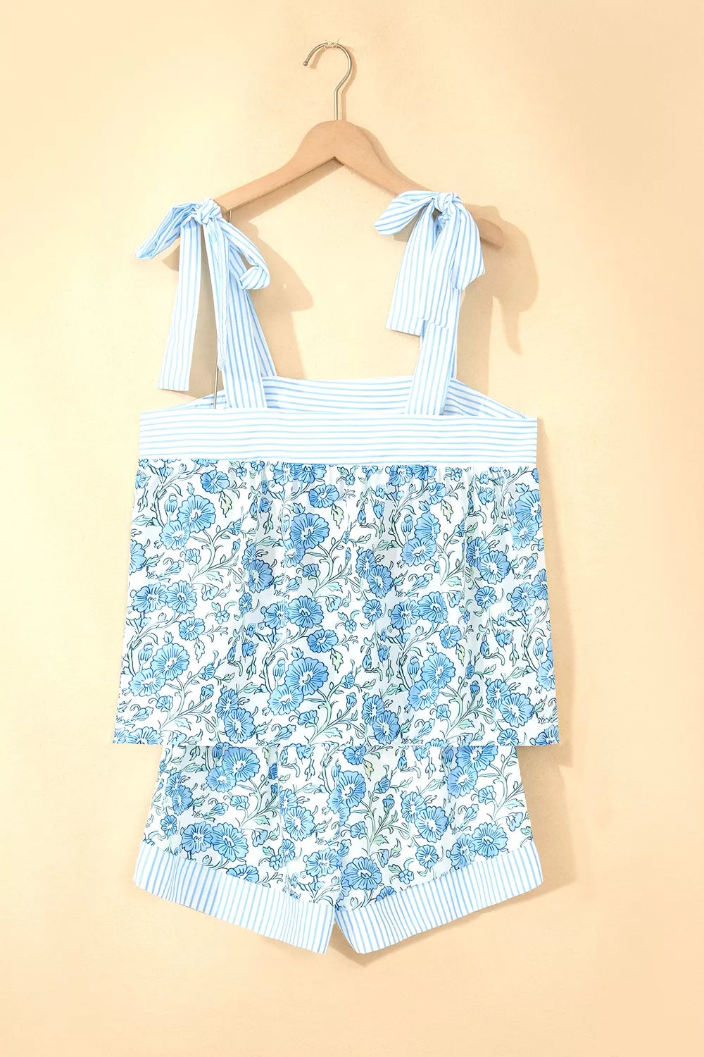 Floral Print Tie-Strap Top and Shorts Set