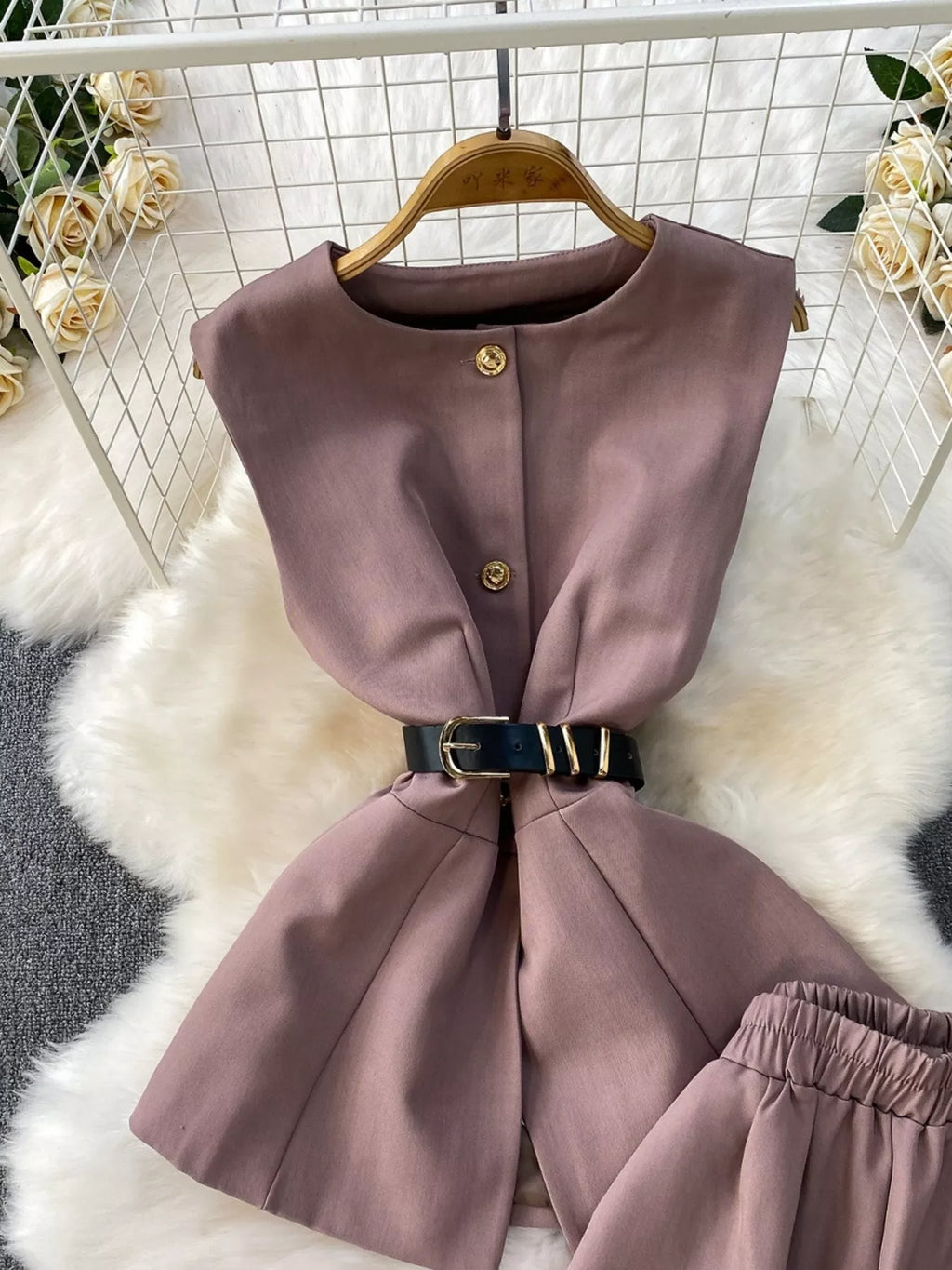 Sleeveless Top and Wide-Leg Pants Set