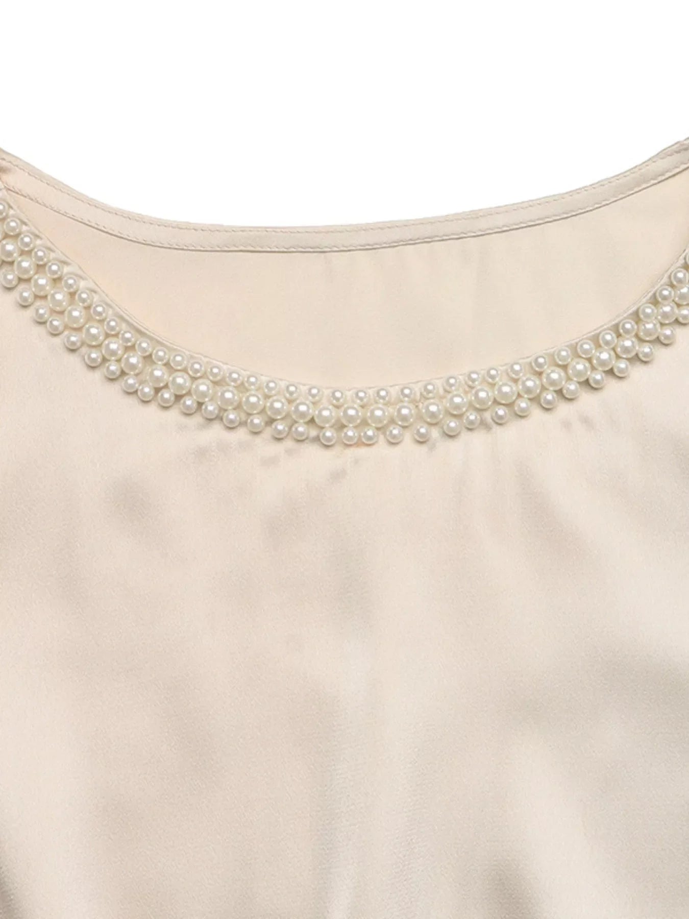 Pearl Trim Satin Bodysuit