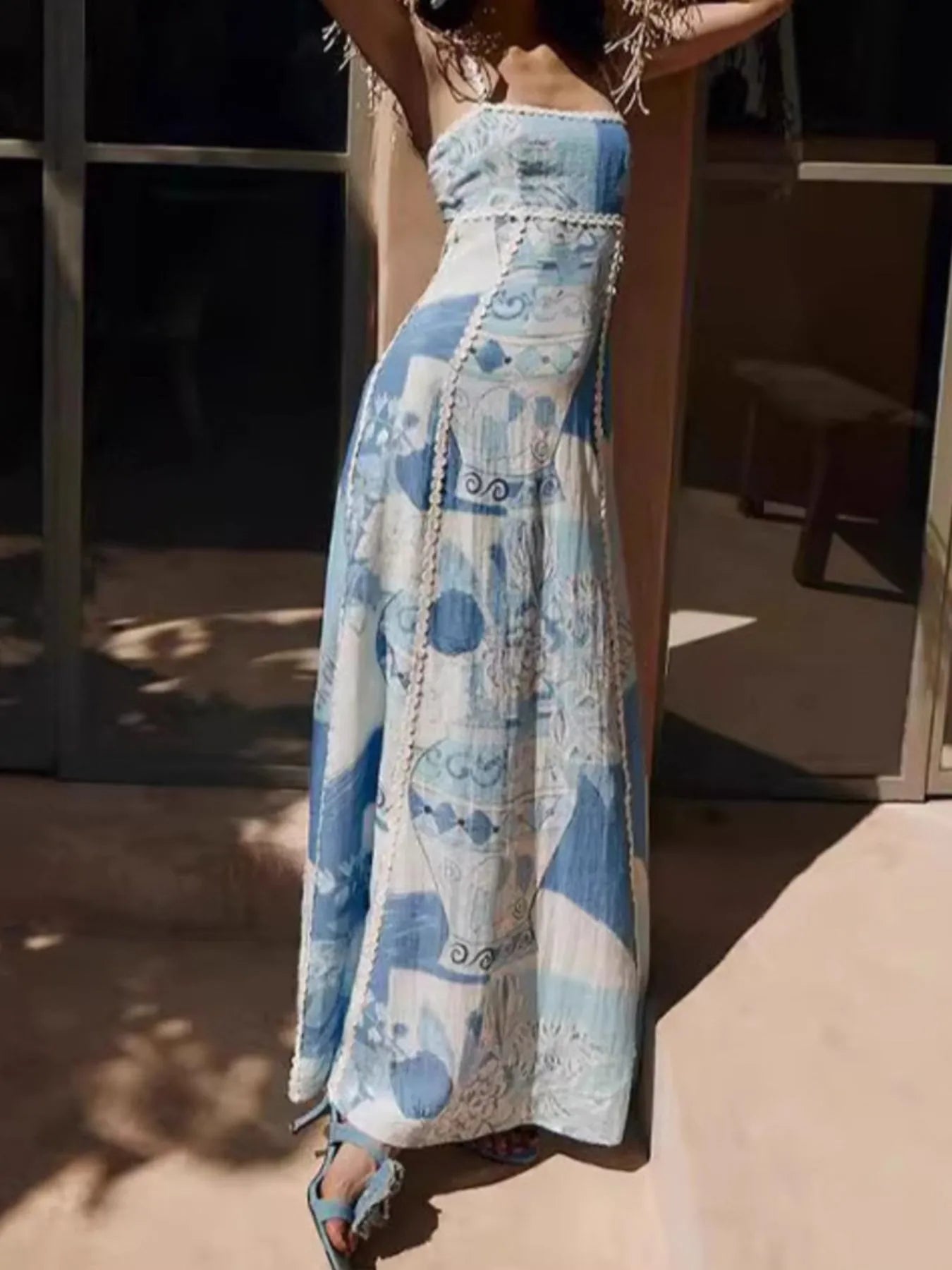 Printed Square Neck Cami Maxi Dress