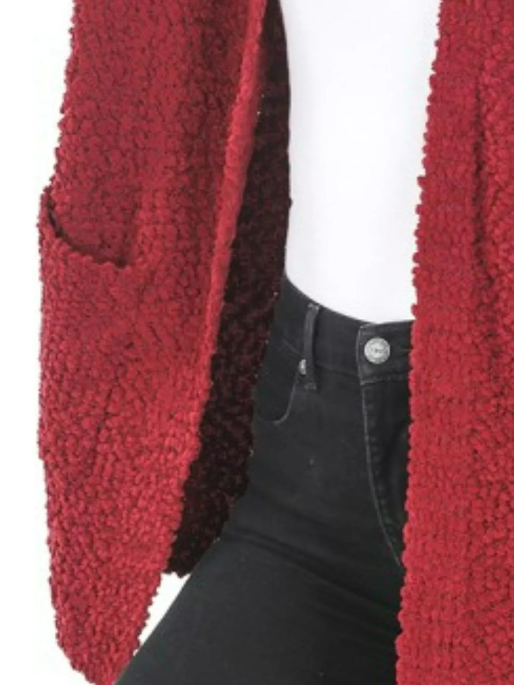 Zenana Long Sleeve Popcorn Sweater Cardigan with Pockets