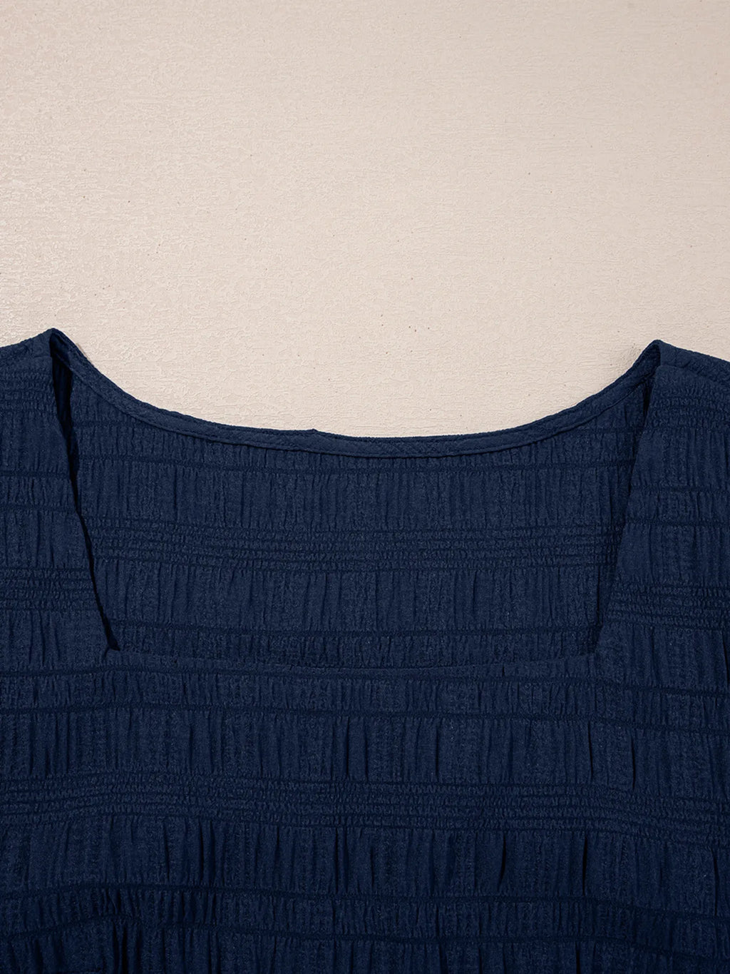 Textured Square Neck Top and Shirred High Waist Shorts Set