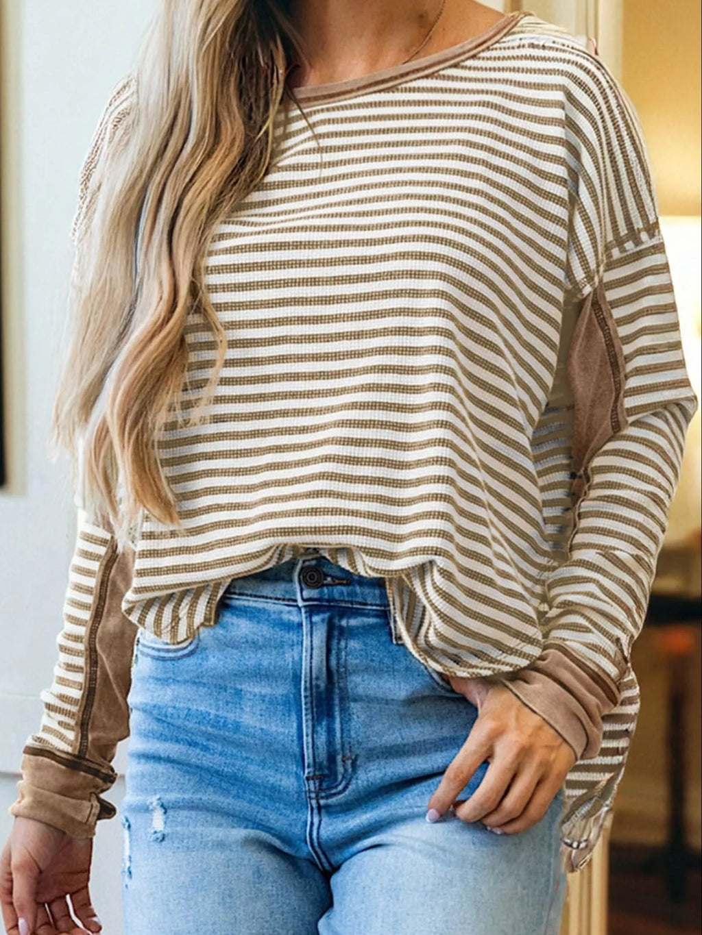 Striped Drop Shoulder Casual Top