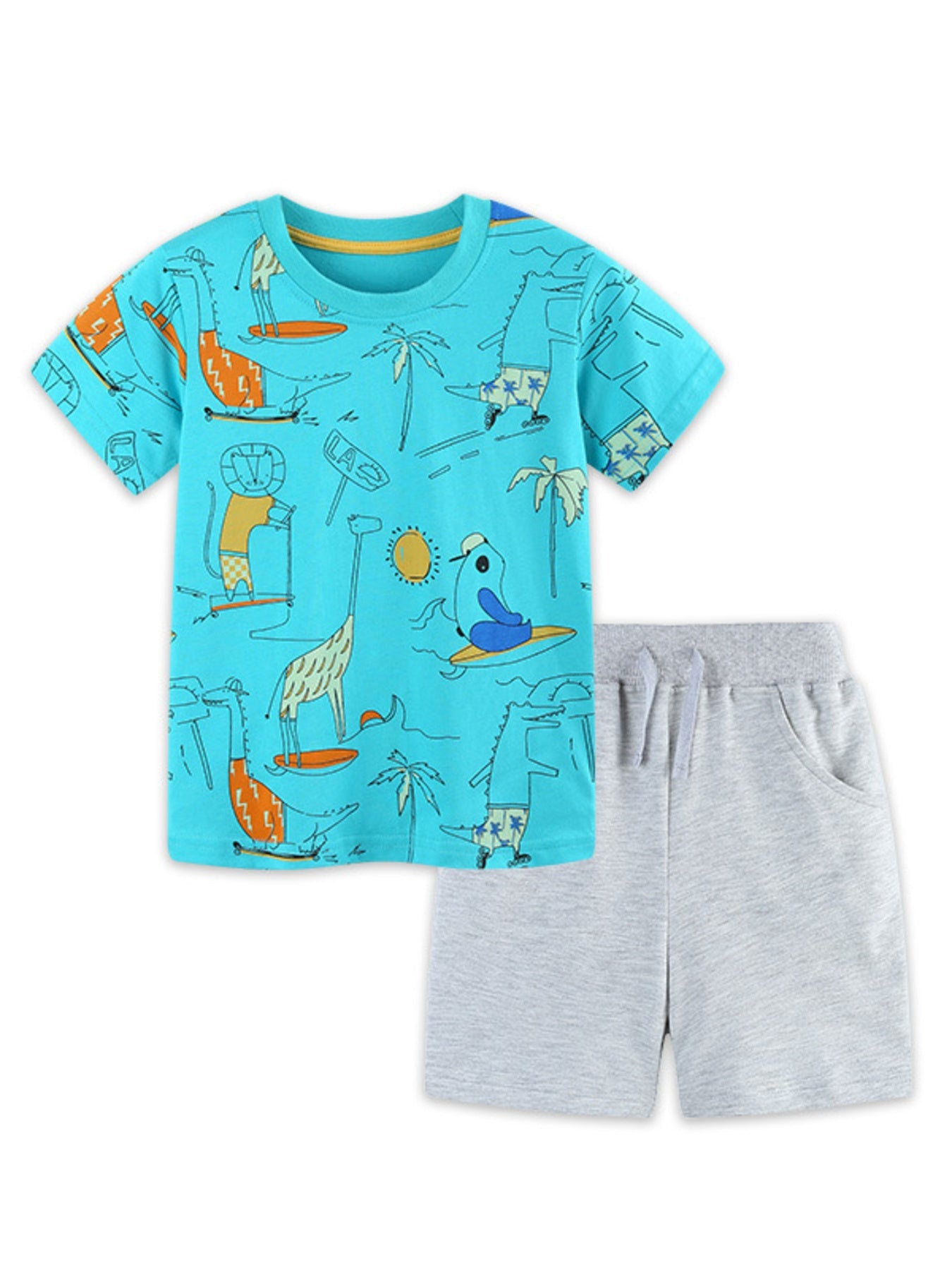 Children's Animal Print Tee and Shorts Set