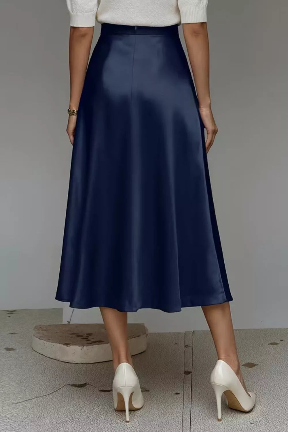 Satin A-Line Midi Skirt