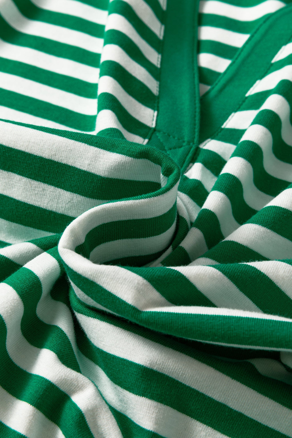 Stripe Collared V-Neck Short Puff Sleeve Top