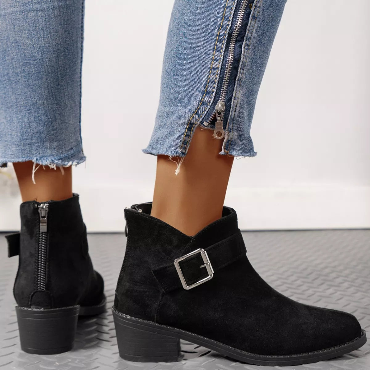 Point Toe Block Heels Boots
