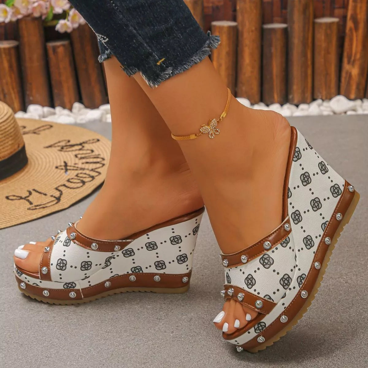 Peep Toe Wedge Sandals