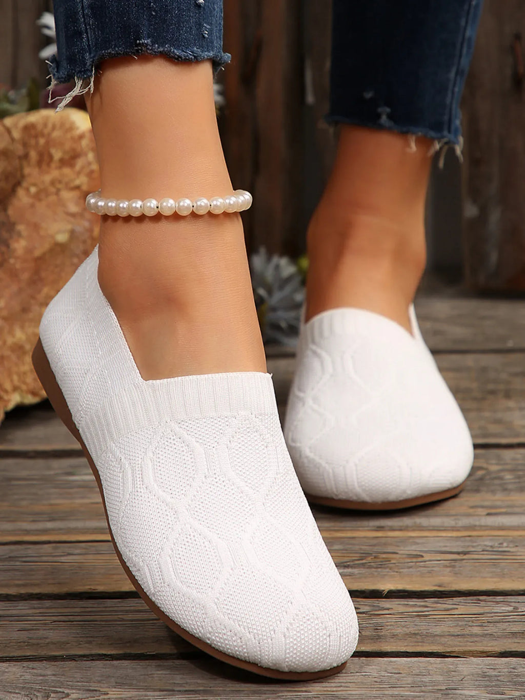 Round Toe Flats Mesh Slip-Ons