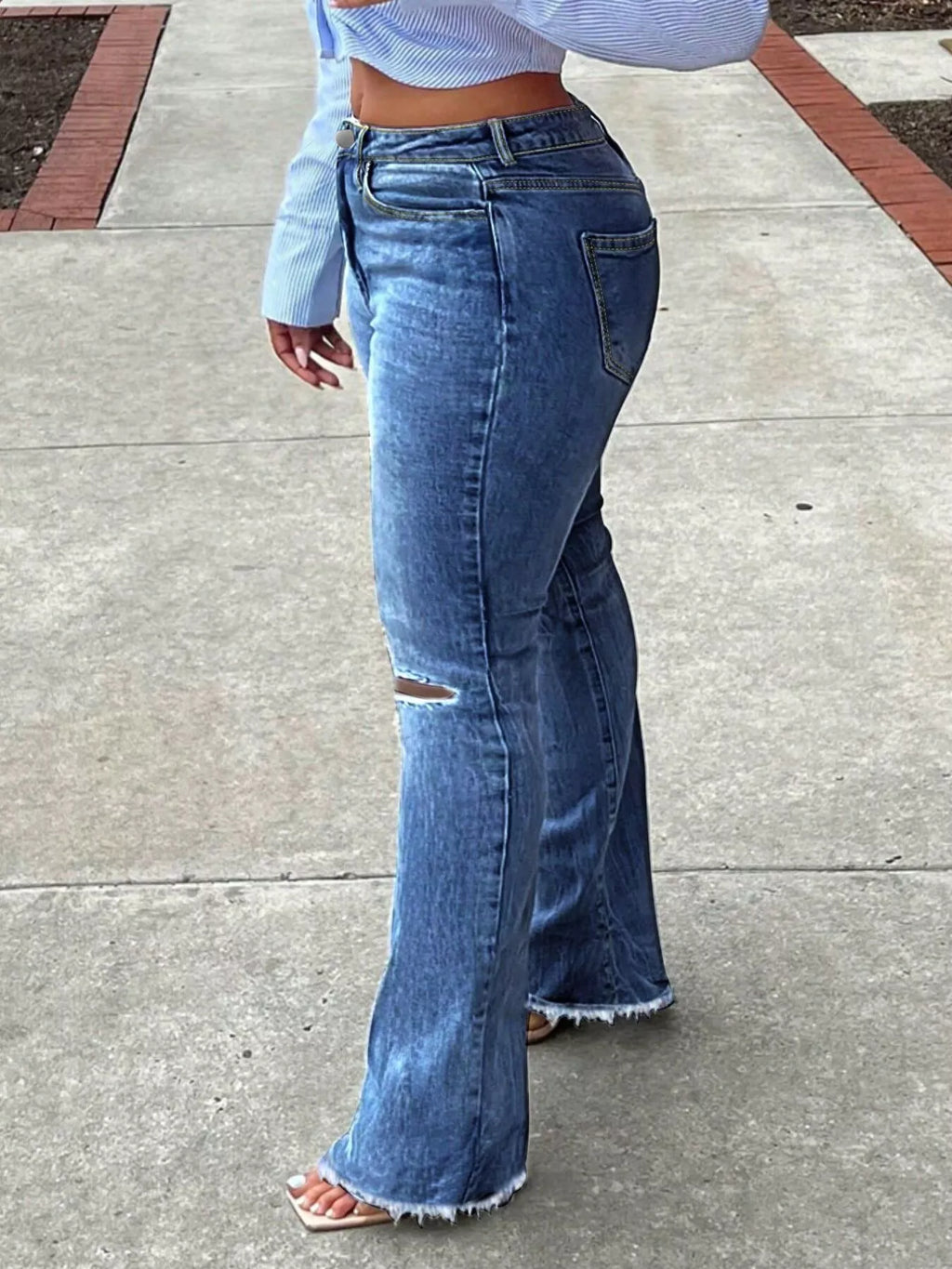 Ripped Knee Flare Jeans