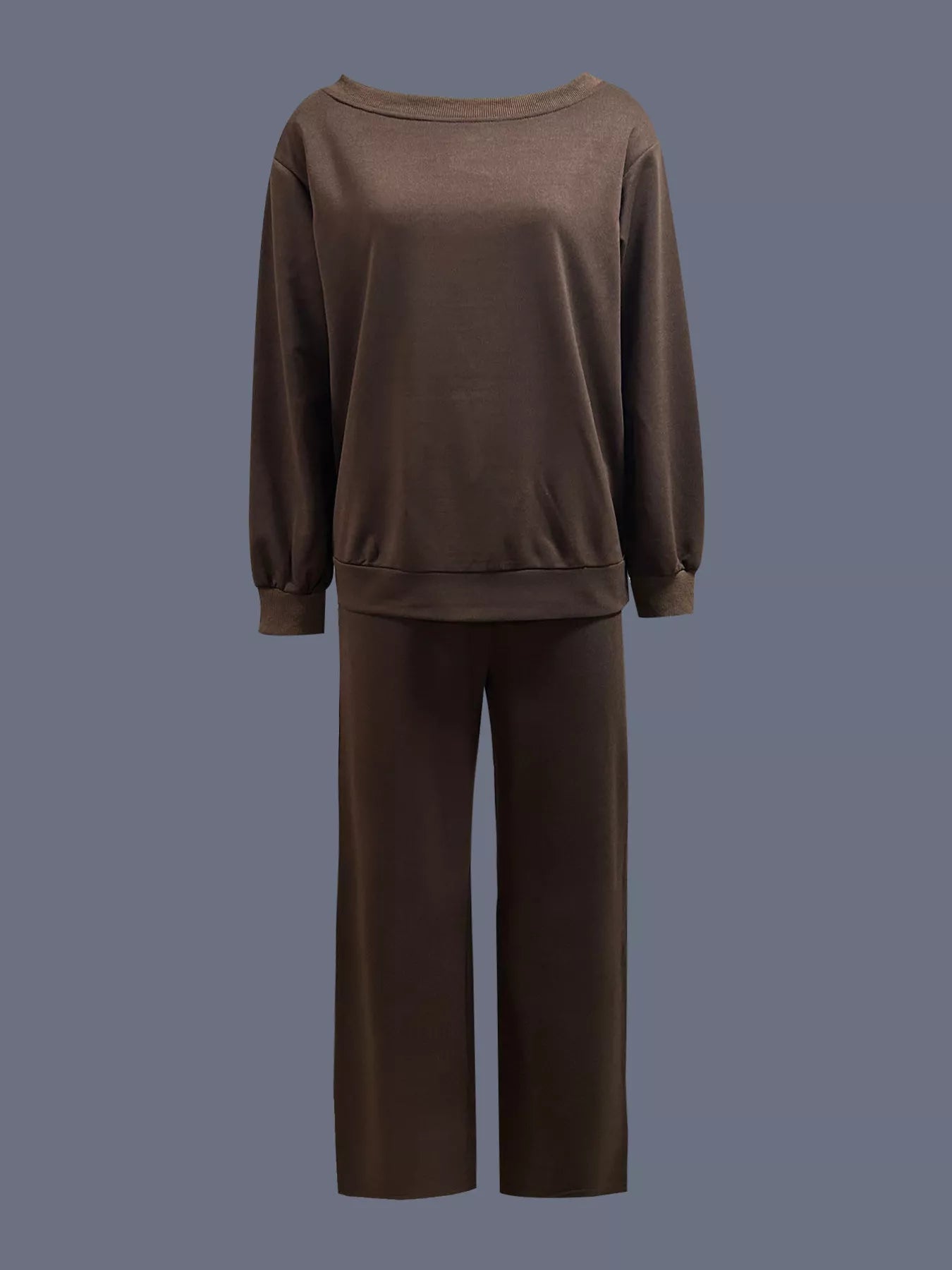 Boat Neck Long Sleeve Sweatshirt and Pants Set