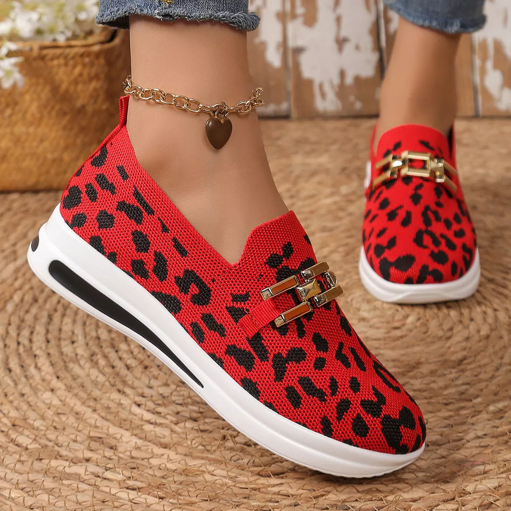 Leopard Mesh Slip-Ons