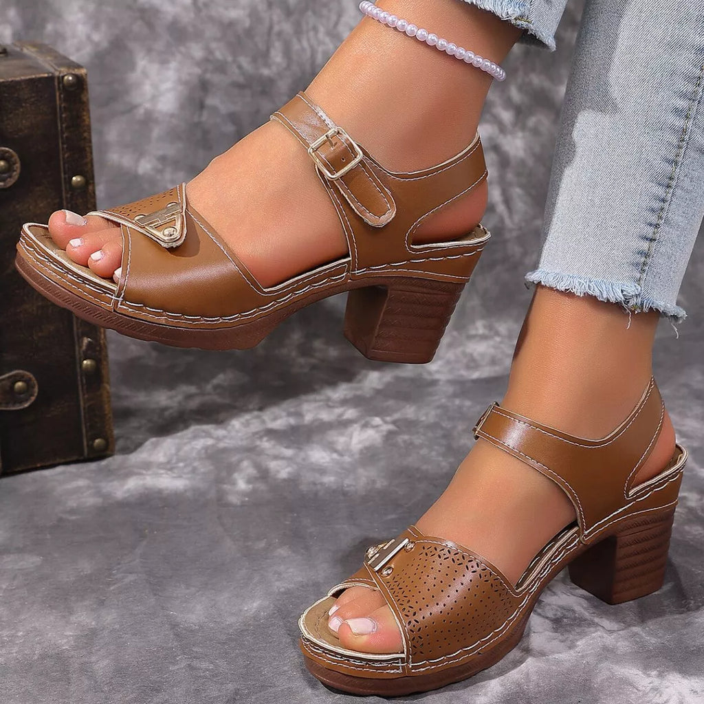 Open Toe Block Heels Sandals