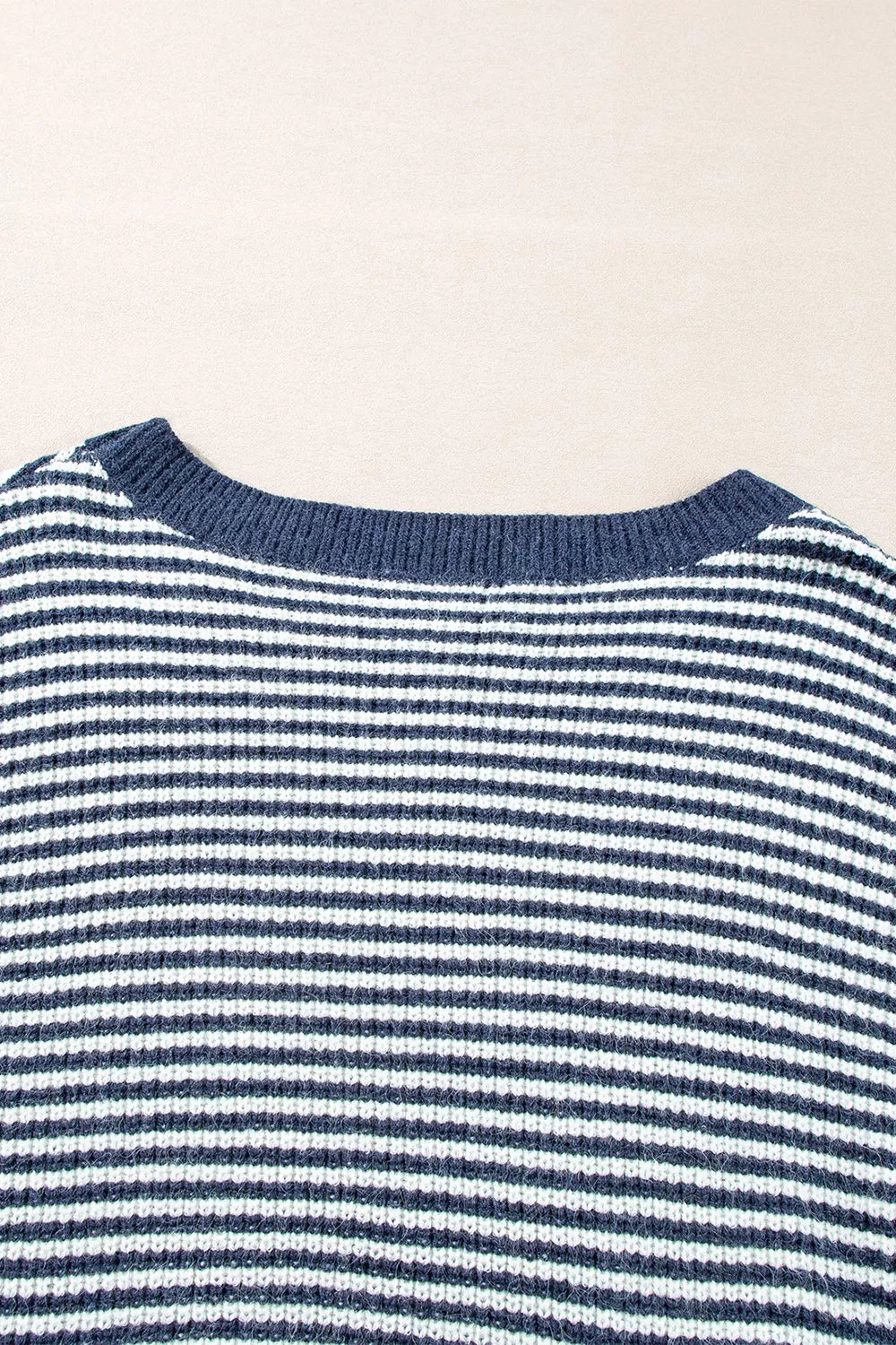 Striped Lantern Sleeve Drop Shoulder Cozy Sweater