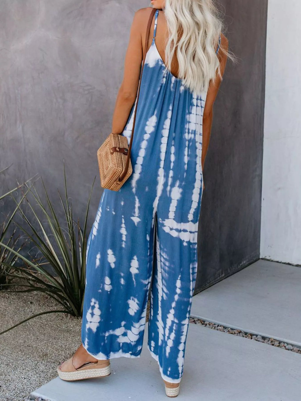 Full Size Tie-Dye Wide Leg Jumpsuit Plus Size