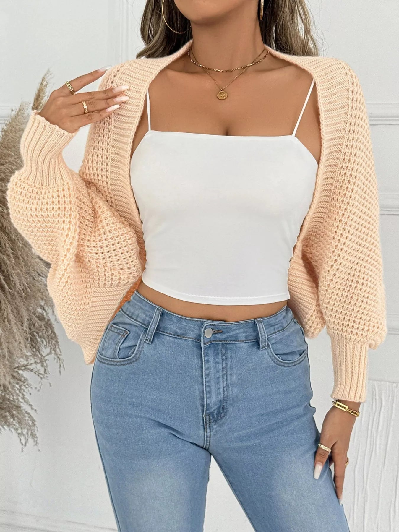 Open Front Batwing Sleeve Cardigan