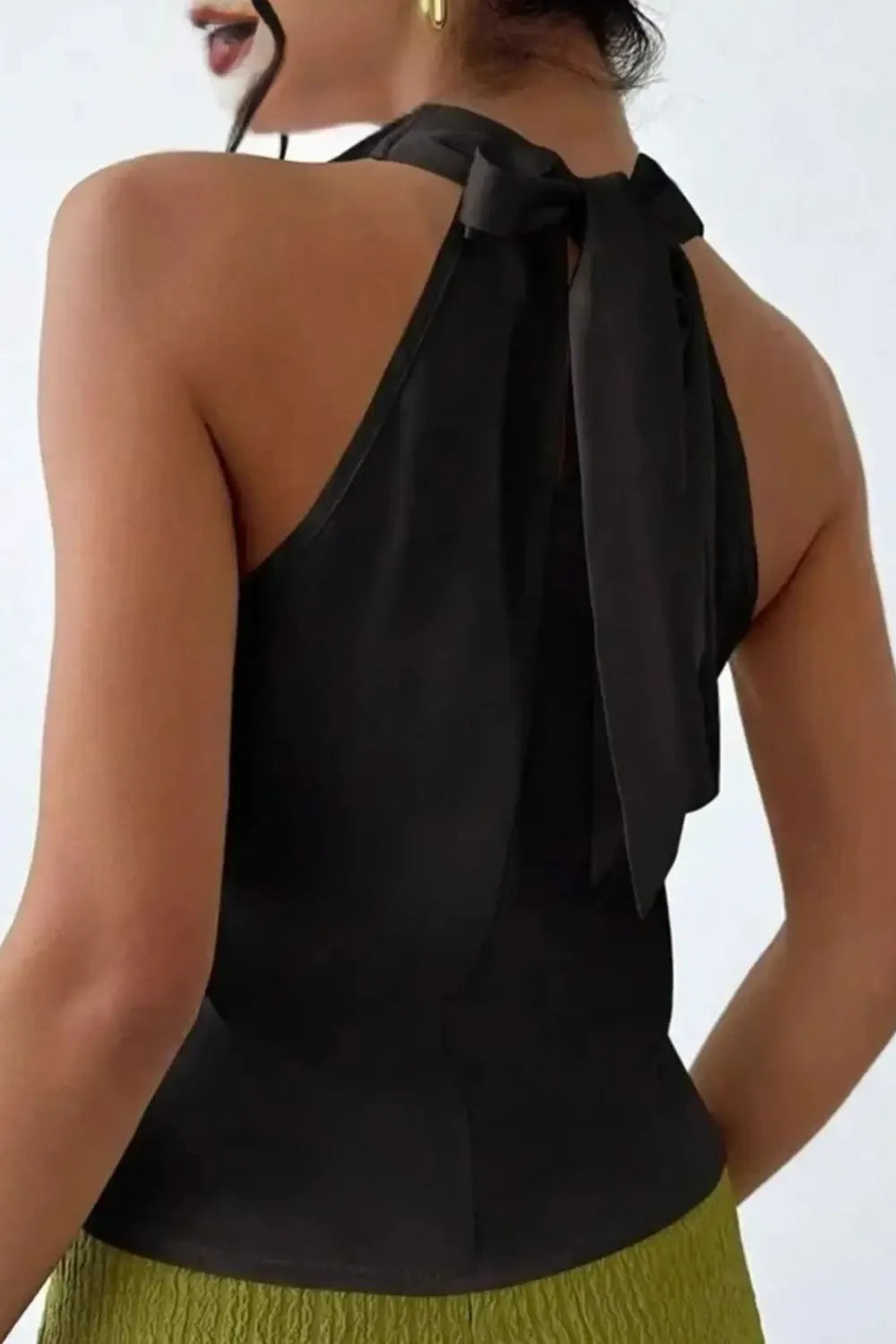 Satin Cowl Neck Sleeveless Blouse