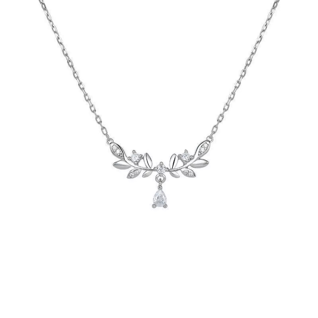 925 Sterling Silver Zircon Flower Necklace
