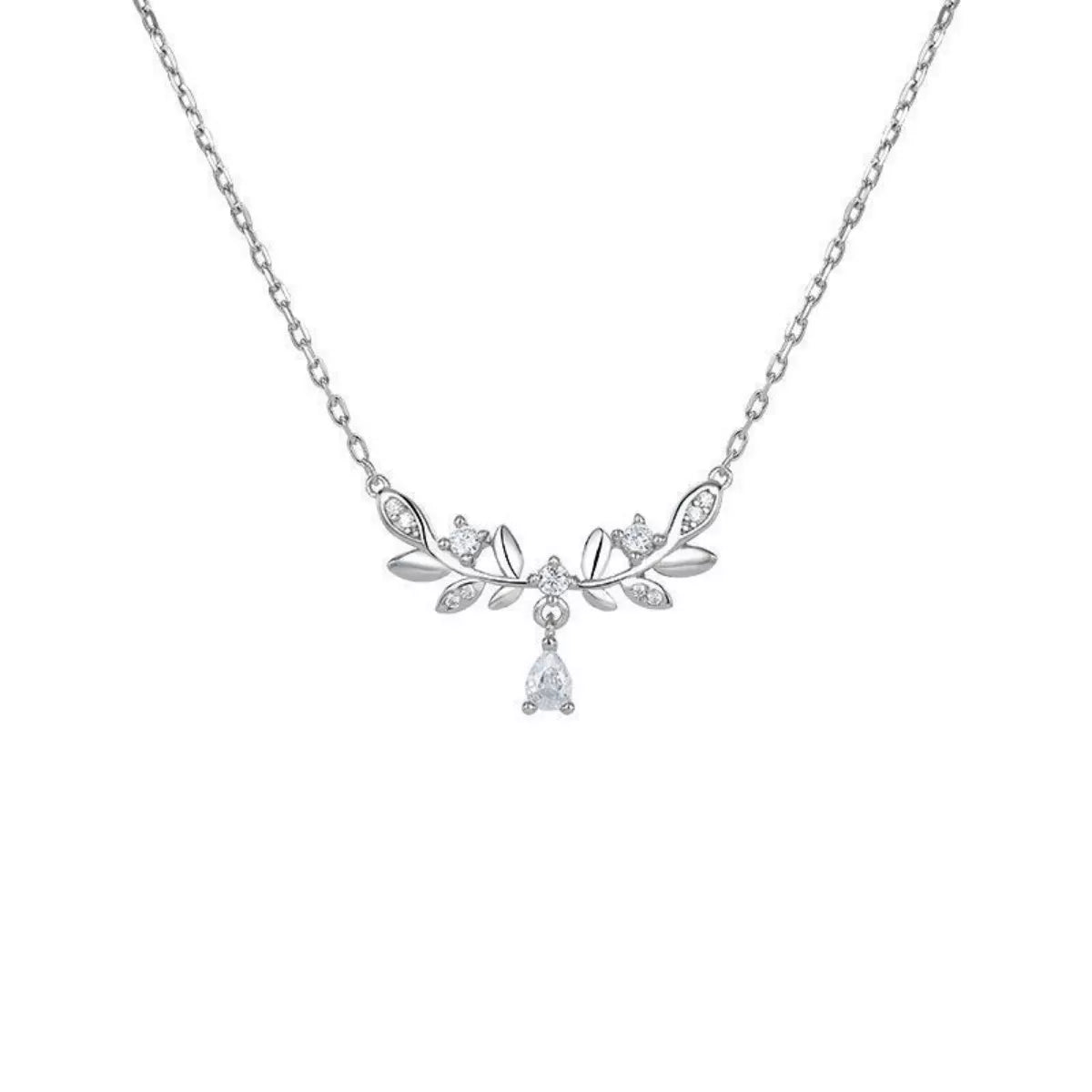 925 Sterling Silver Zircon Flower Necklace