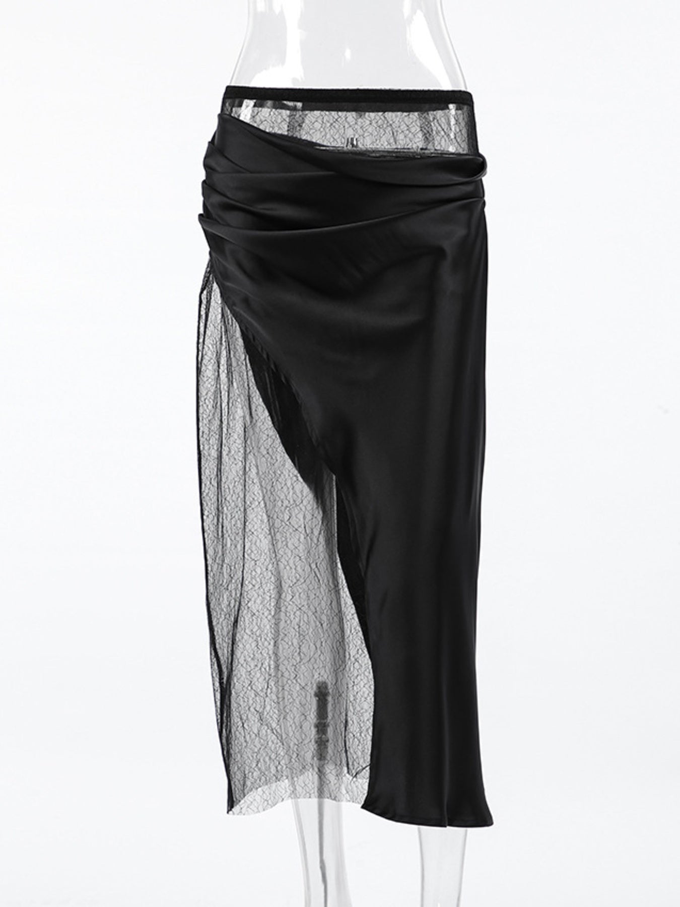 Lace Panel Midi Skirt