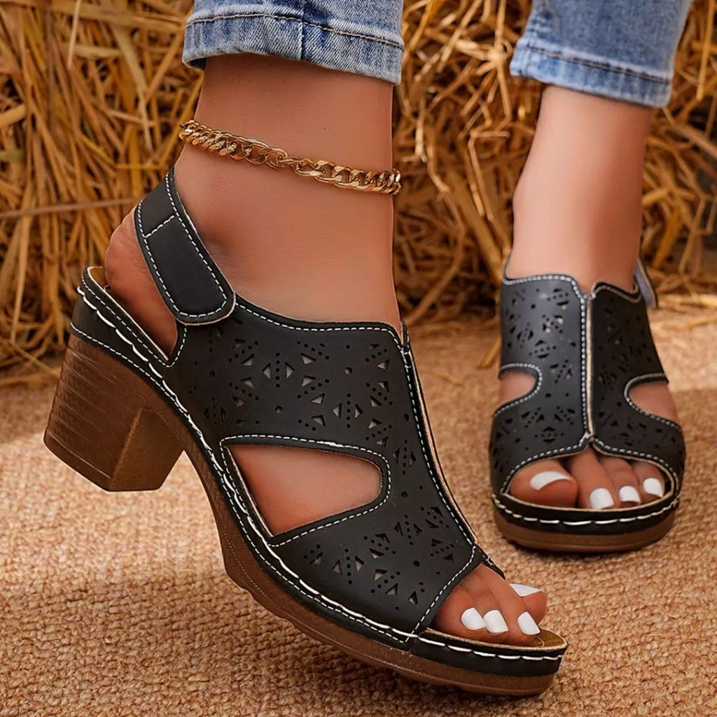 Open Toe Block Heels Sandals